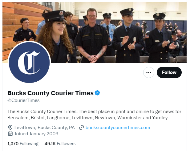 Bucks County Courier Times twitter profile screenshot