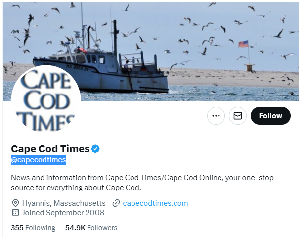 Cape Cod Times twitter profile screenshot