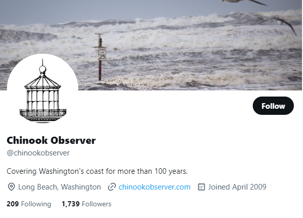 Chinook Observer twitter profile screenshot