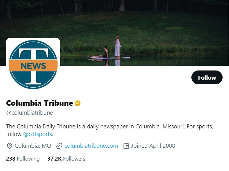 Columbia Tribune twitter profile screenshot