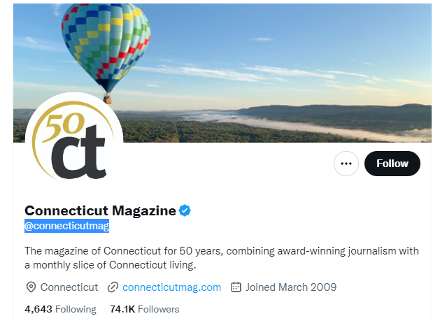 Connecticut Magazine twitter profile screenshot