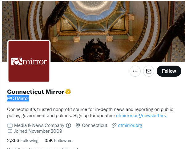 Connecticut Mirror twitter profile screenshot