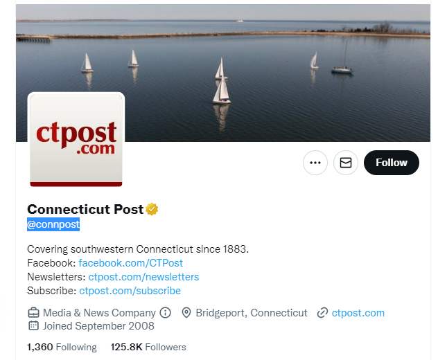 Connecticut Post twitter profile screenshot