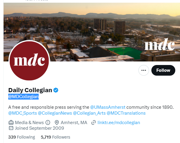 Daily Collegian twitter profile screenshot