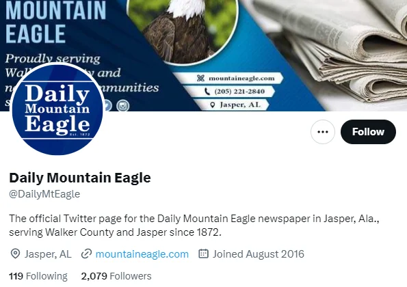 Daily Mountain Eagle twitter profile screenshot