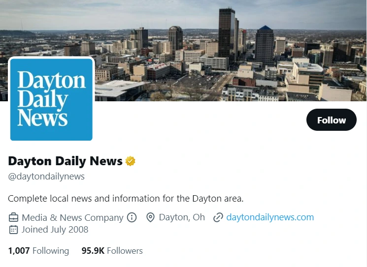 Dayton Daily News  twitter profile screenshot