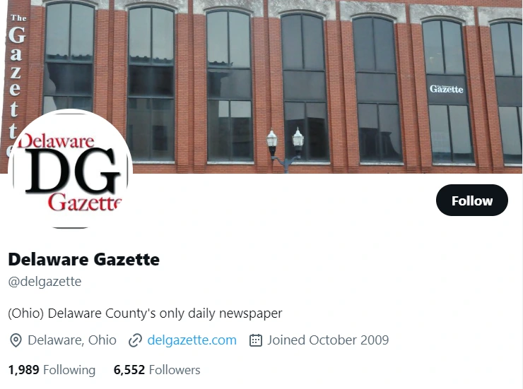 Delaware Gazette twitter profile screenshot