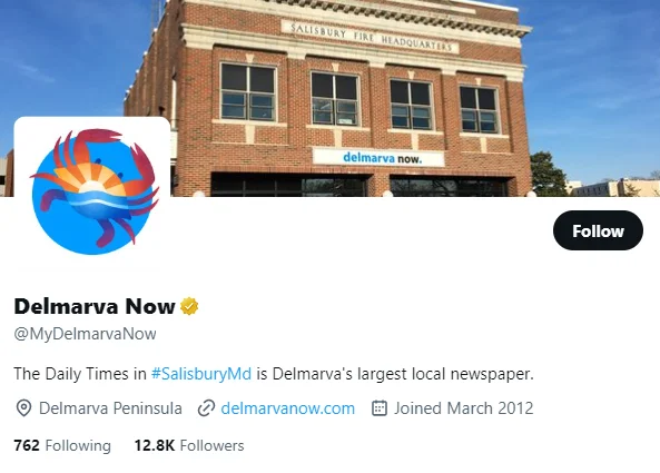 Delmarva Now twitter profile screenshot