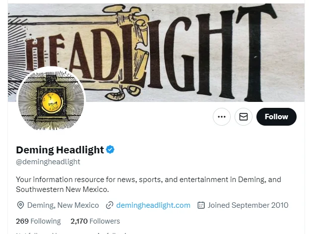 Deming Headlight twitter profile screenshot