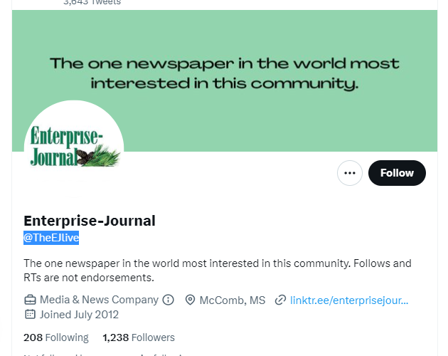 Enterprise-Journal twitter profile screenshot