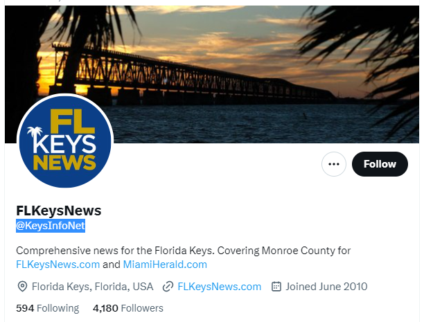 FLKeysNews twitter profile screenshot