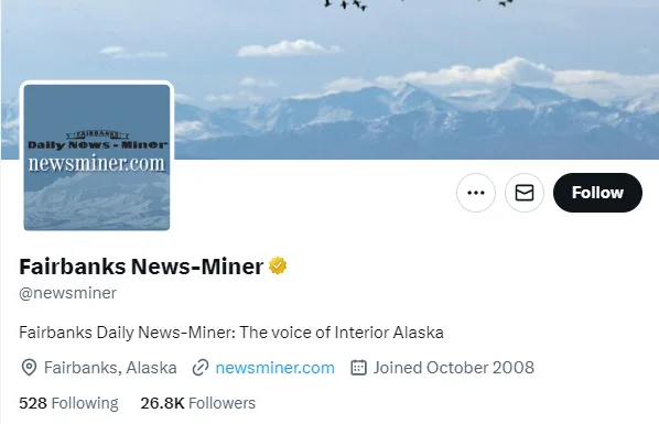 Fairbanks News-Miner twitter profile screenshot