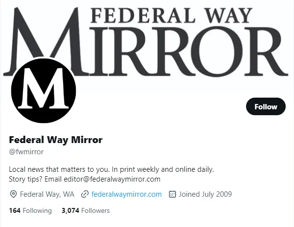 Federal Way Mirror twitter profile screenshot