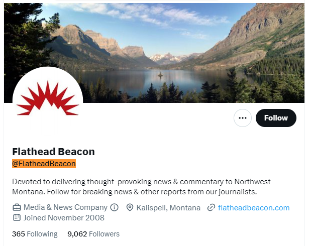 Flathead Beacon twitter profile screenshot