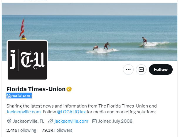 Florida Times-Union twitter profile screenshot