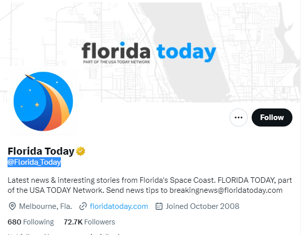 Florida Today twitter profile screenshot