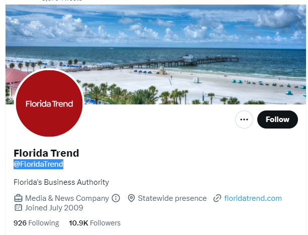 Florida Trend twitter profile screenshot