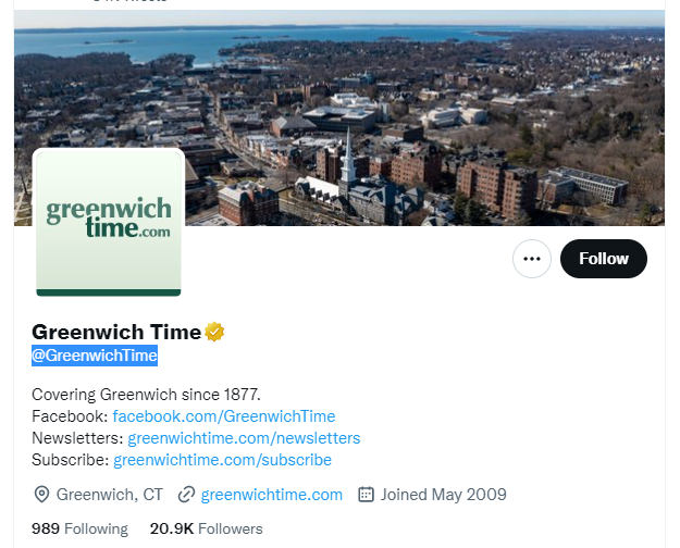 Greenwich Time twitter profile screenshot