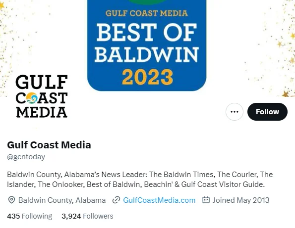Gulf Coast Media twitter profile screenshot