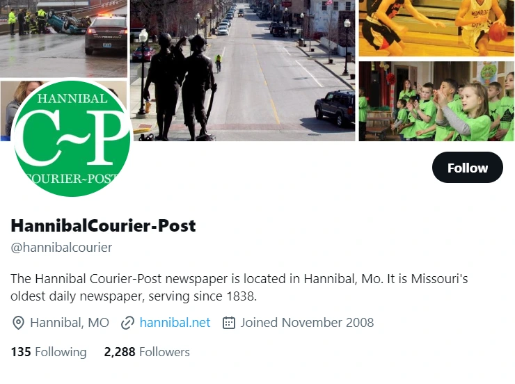 Hannibal Courier-Post twitter profile screenshot