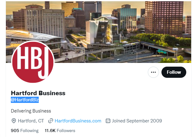 Hartford Business twitter profile screenshot
