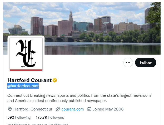 Hartford Courant twitter profile screenshot