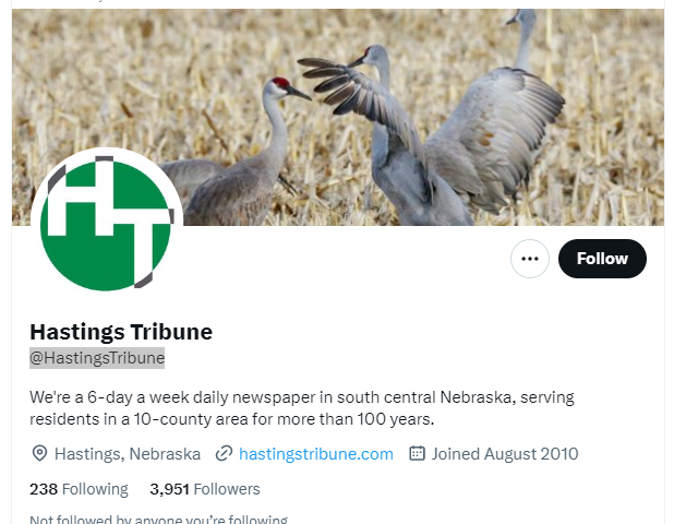 Hastings Tribune twitter profile screenshot