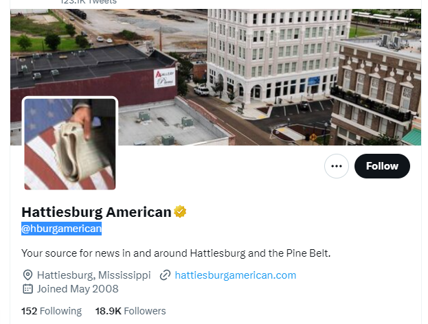 Hattiesburg American twitter profile screenshot