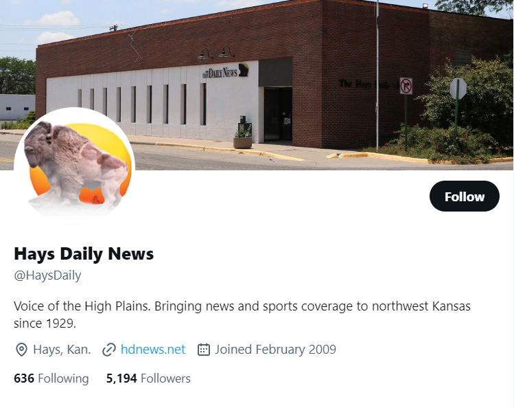 Hays Daily News twitter profile screenshot