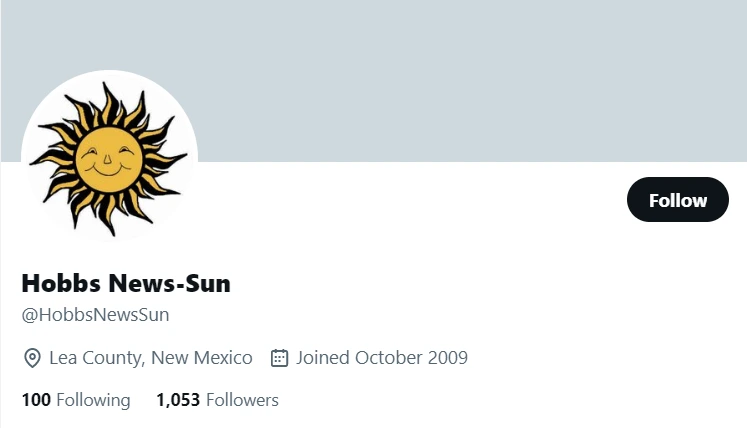 Hobbs News-Sun twitter profile screenshot