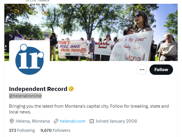 Independent Record twitter profile screenshot