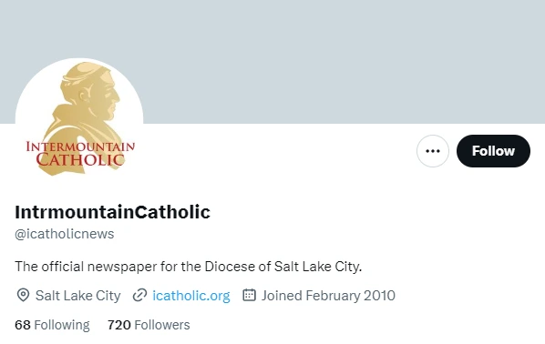 Intrmountain Catholic twitter profile screenshot