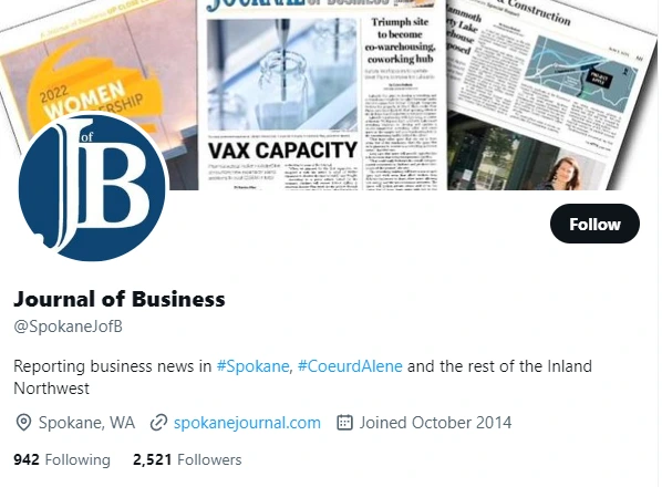 Journal of Business twitter profile screenshot