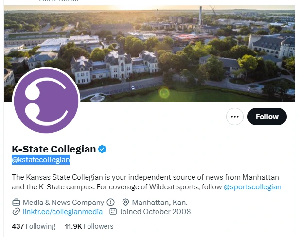 K-State Collegian twitter profile screenshot