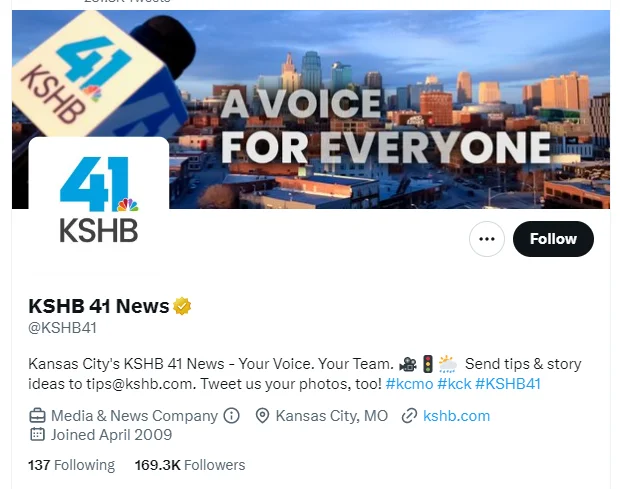 KSHB 41 News twitter profile screenshot