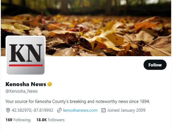 Kenosha News twitter profile screenshot
