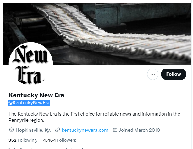 Kentucky New Era twitter profile screenshot