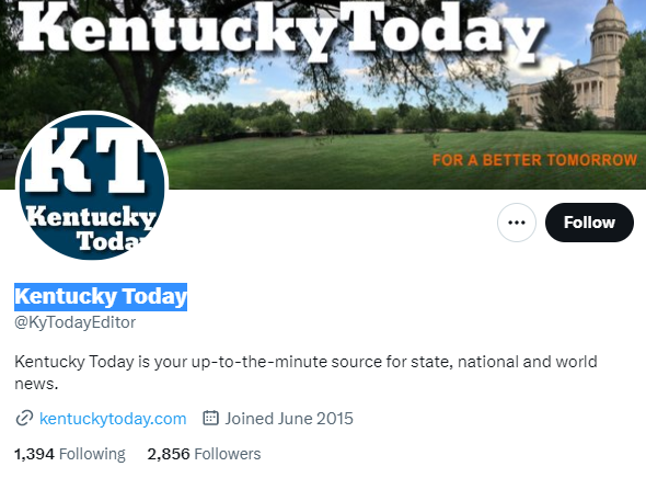 Kentucky Today twitter profile screenshot