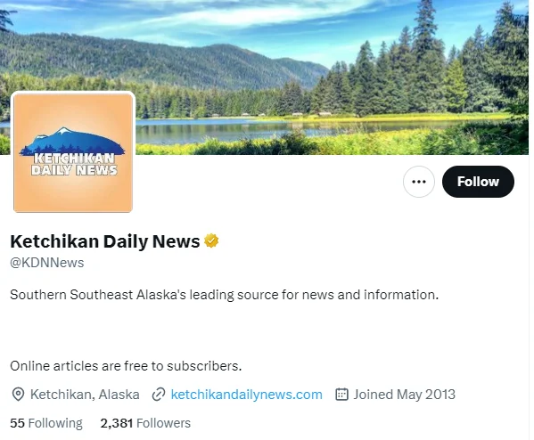 Ketchikan Daily News twitter profile screenshot