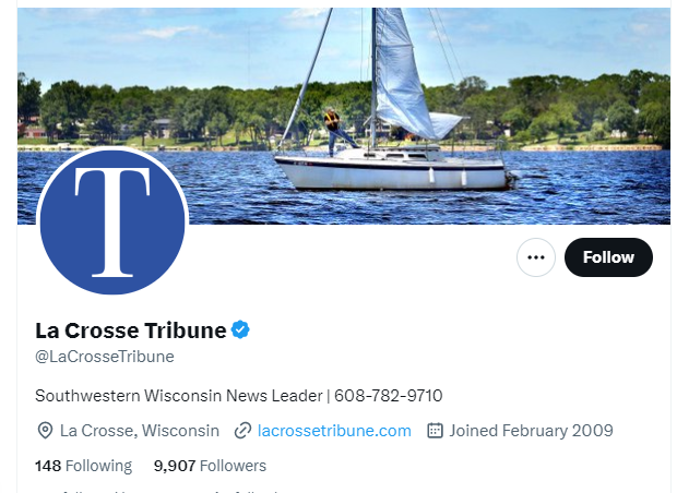 La Crosse Tribune twitter profile screenshot