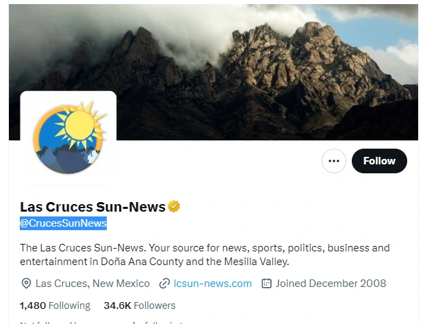 Las Cruces Sun-News twitter profile screenshot