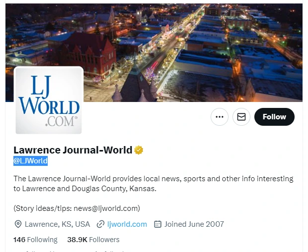 Lawrence Journal-World twitter profile screenshot