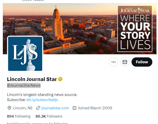 Lincoln Journal Star twitter profile screenshot