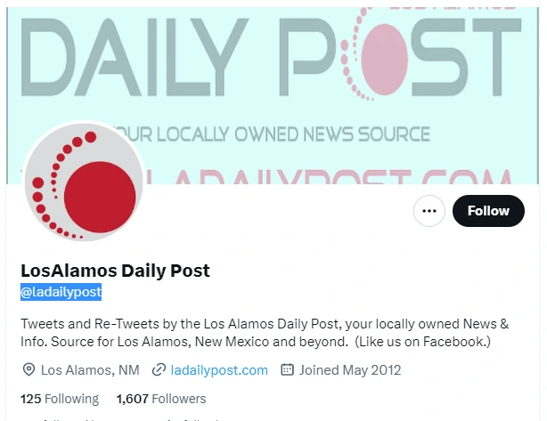 Los Alamos Daily Post twitter profile screenshot