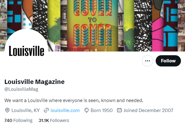 Louisville Magazine twitter profile screenshot