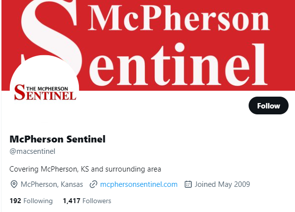 McPherson Sentinel twitter profile screenshot