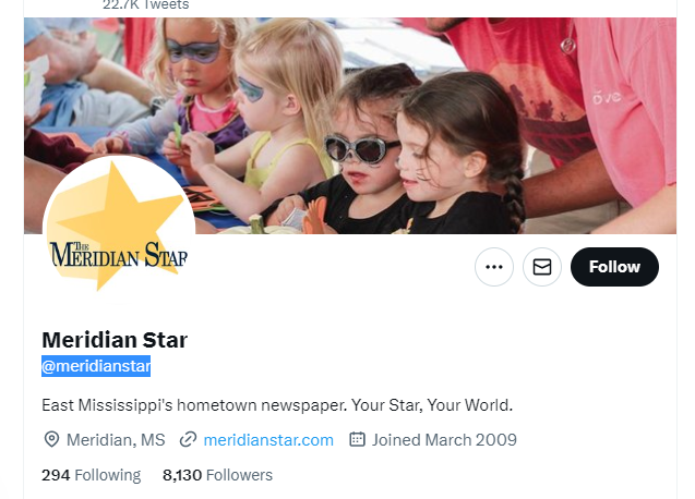 Meridian Star twitter profile screenshot