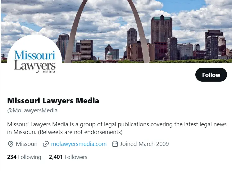 Missouri Lawyers Media twitter profile screenshot