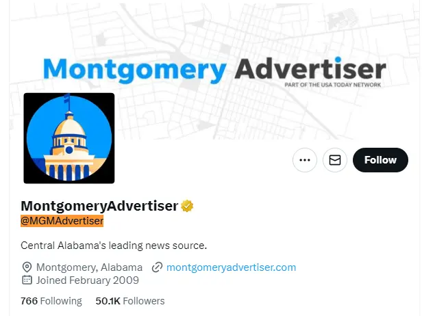 Montgomery Advertiser twitter profile screenshot