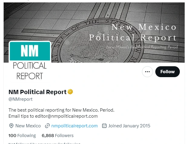 NM Political Report twitter profile screenshot
